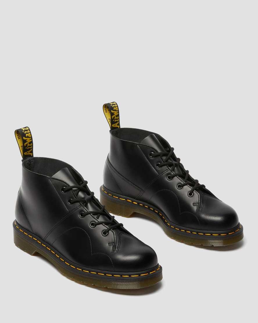 Dr Martens Church Smooth Leder Monkey Stiefeletten Damen Schwarz | DFN-513462