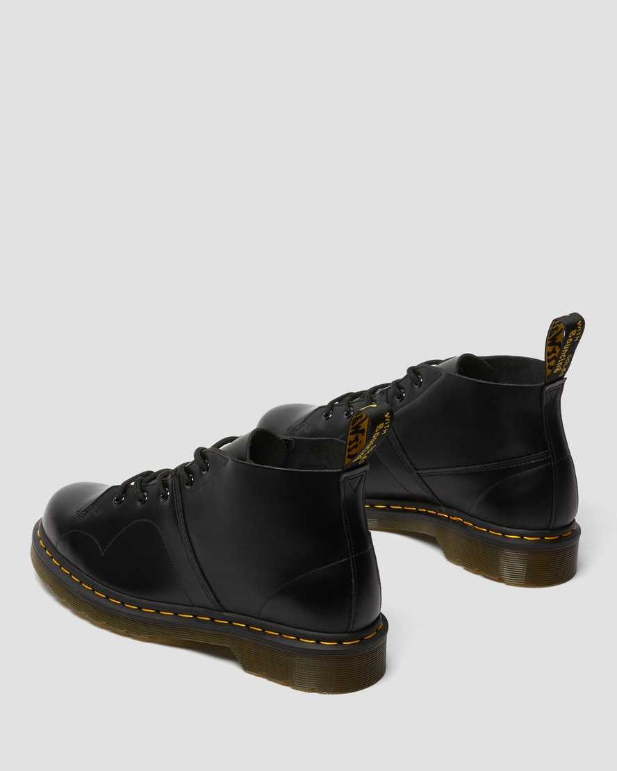 Dr Martens Church Smooth Leder Monkey Stiefeletten Damen Schwarz | DFN-513462