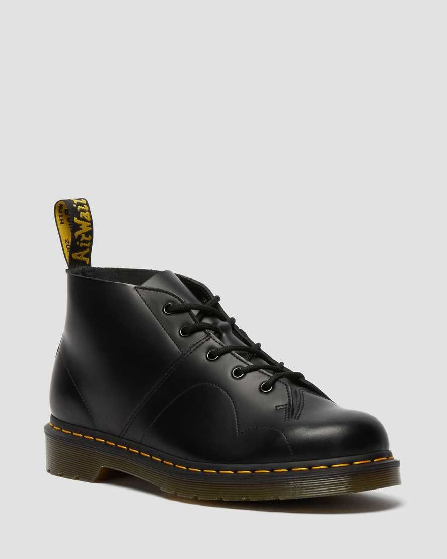 Dr Martens Church Smooth Leder Monkey Stiefeletten Damen Schwarz | DFN-513462