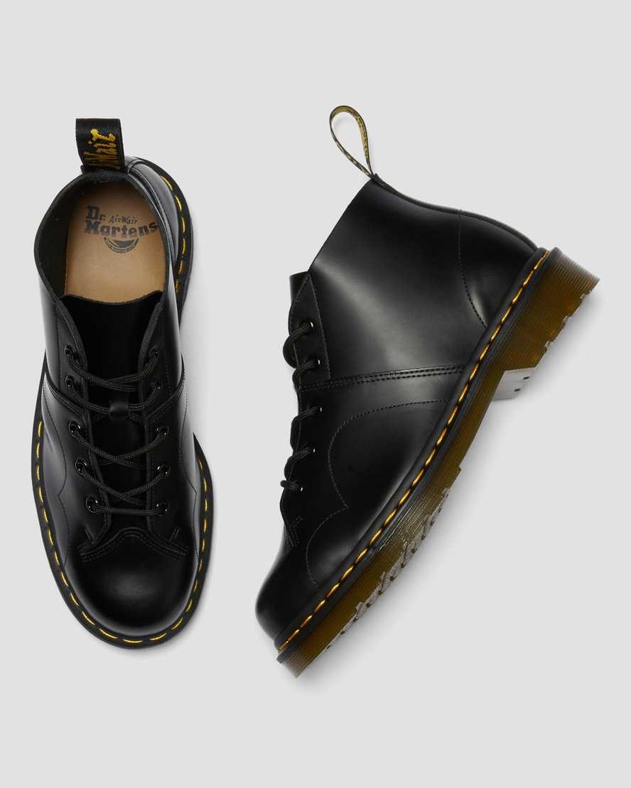 Dr Martens Church Smooth Leder Monkey Stiefeletten Herren Schwarz | DJQ-638721