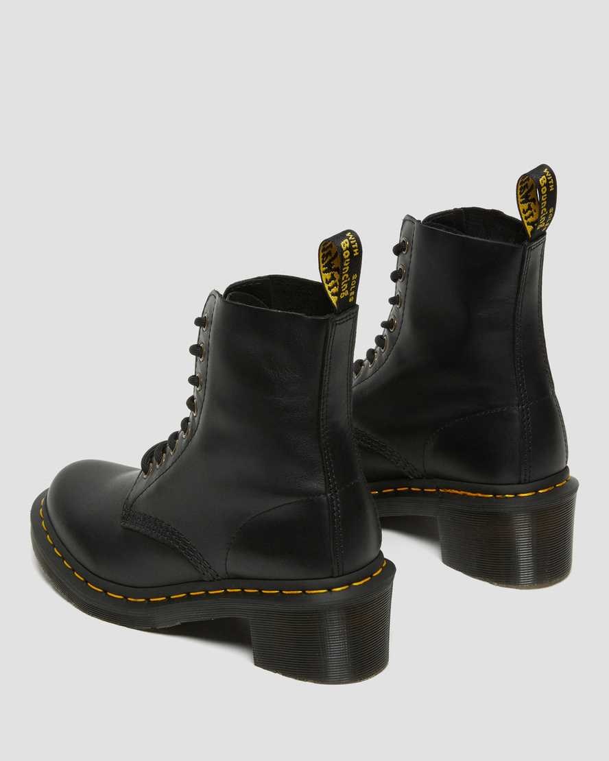 Dr Martens Clemency Leder Absatz Schnürstiefel Damen Schwarz | NSV-931864