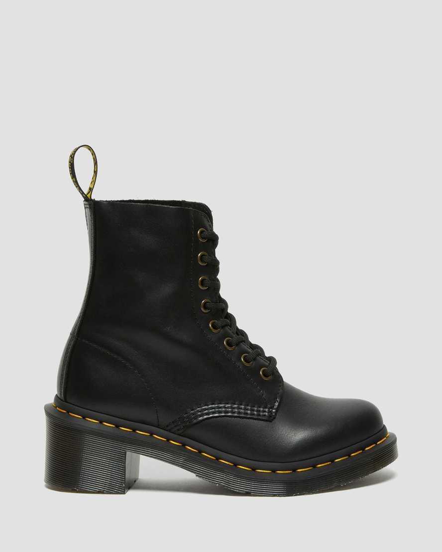 Dr Martens Clemency Leder Absatz Schnürstiefel Damen Schwarz | NSV-931864