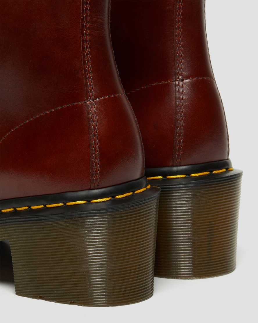 Dr Martens Clemency Leder Absatz Schnürstiefel Damen Braun | OEP-340687