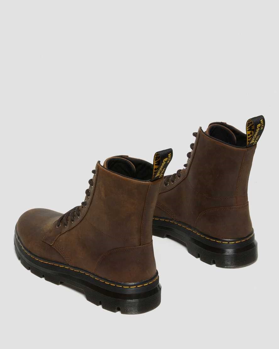 Dr Martens Combs Crazy Horse Leder Schnürstiefel Damen Braun | NXI-528913