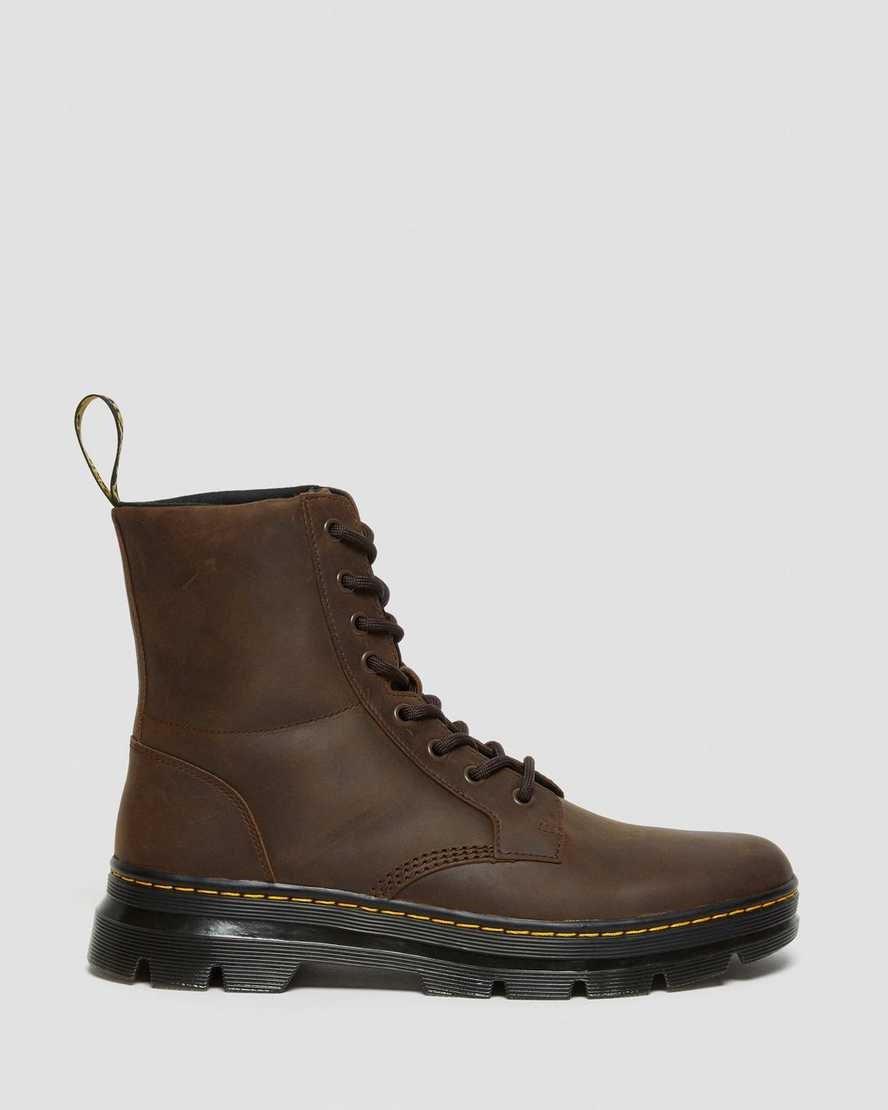 Dr Martens Combs Crazy Horse Leder Schnürstiefel Damen Braun | NXI-528913