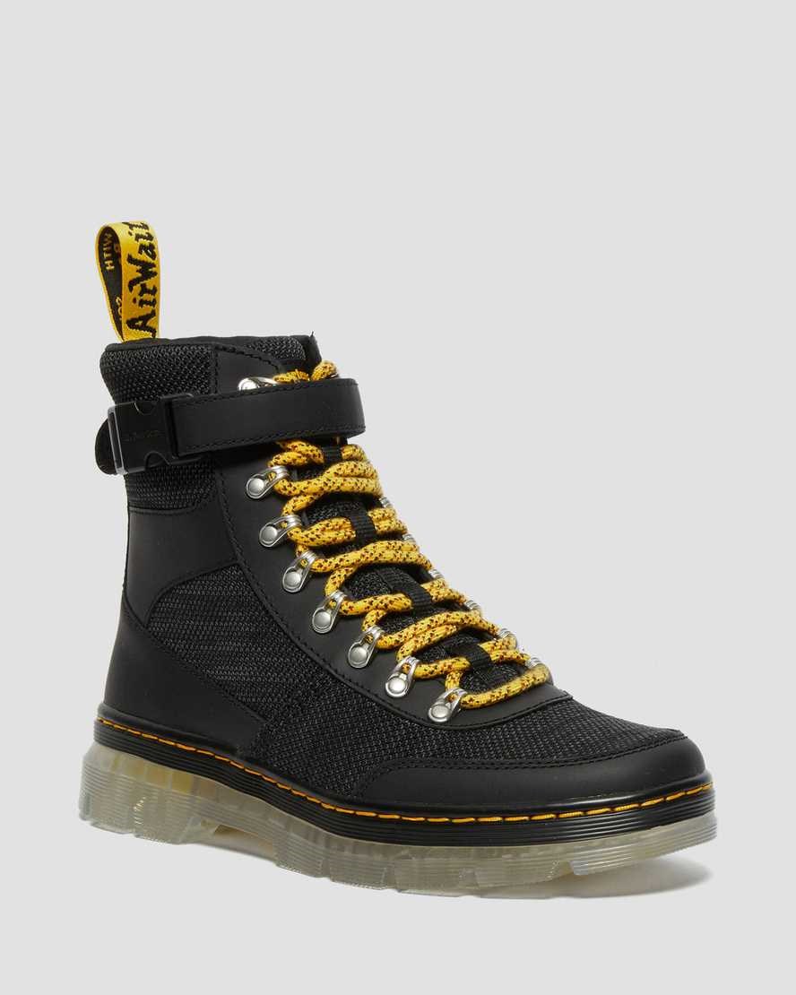 Dr Martens Combs Tech Coated Canvas Mix Stiefeletten Damen Schwarz | BSY-014698