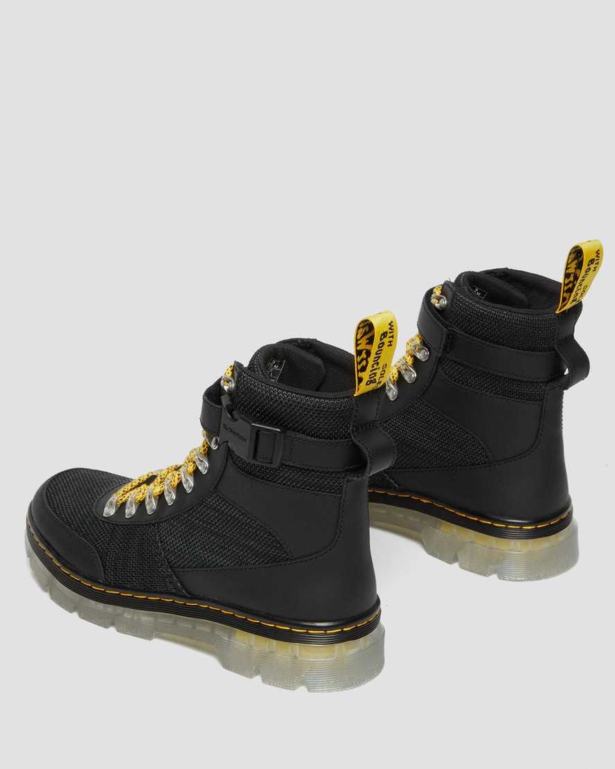 Dr Martens Combs Tech Coated Canvas Mix Stiefeletten Damen Schwarz | BSY-014698