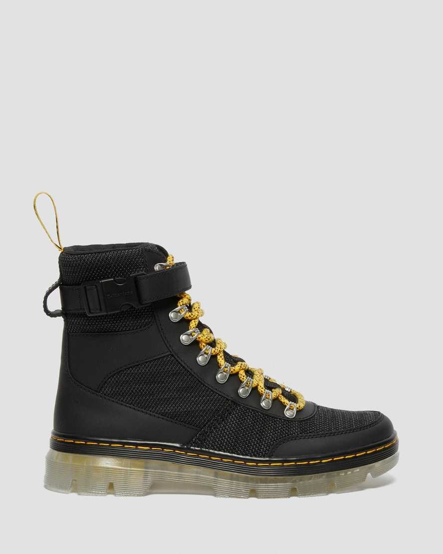 Dr Martens Combs Tech Coated Canvas Mix Stiefeletten Damen Schwarz | BSY-014698