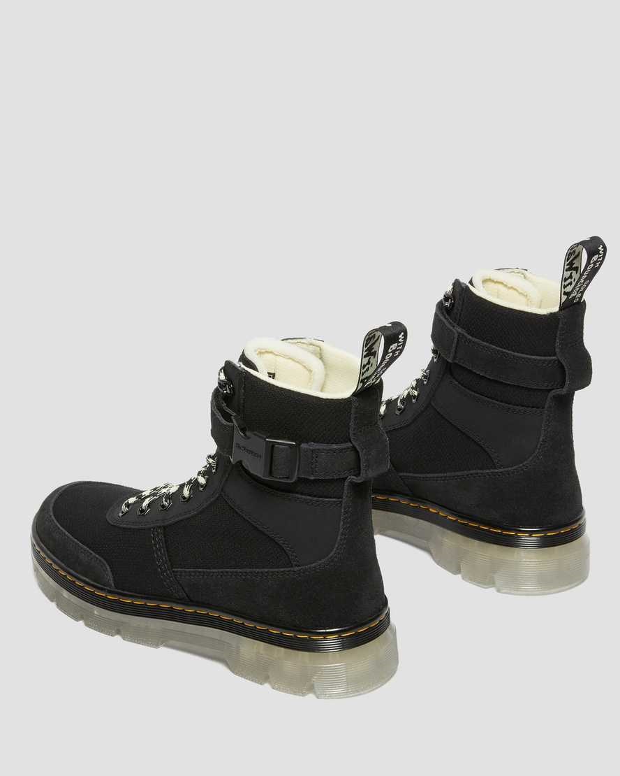 Dr Martens Combs Tech Superknit + Wildleder Schnürstiefel Damen Schwarz | IAM-426097