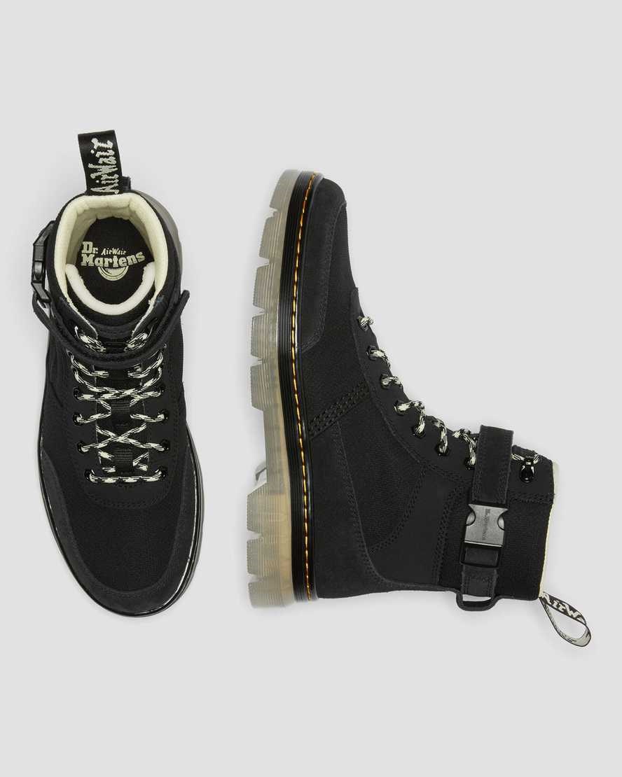 Dr Martens Combs Tech Superknit + Wildleder Schnürstiefel Damen Schwarz | IAM-426097