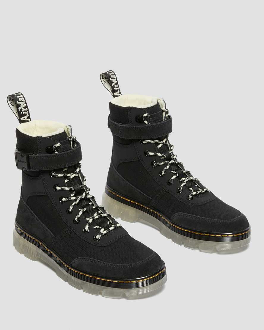 Dr Martens Combs Tech Superknit + Wildleder Schnürstiefel Damen Schwarz | IAM-426097