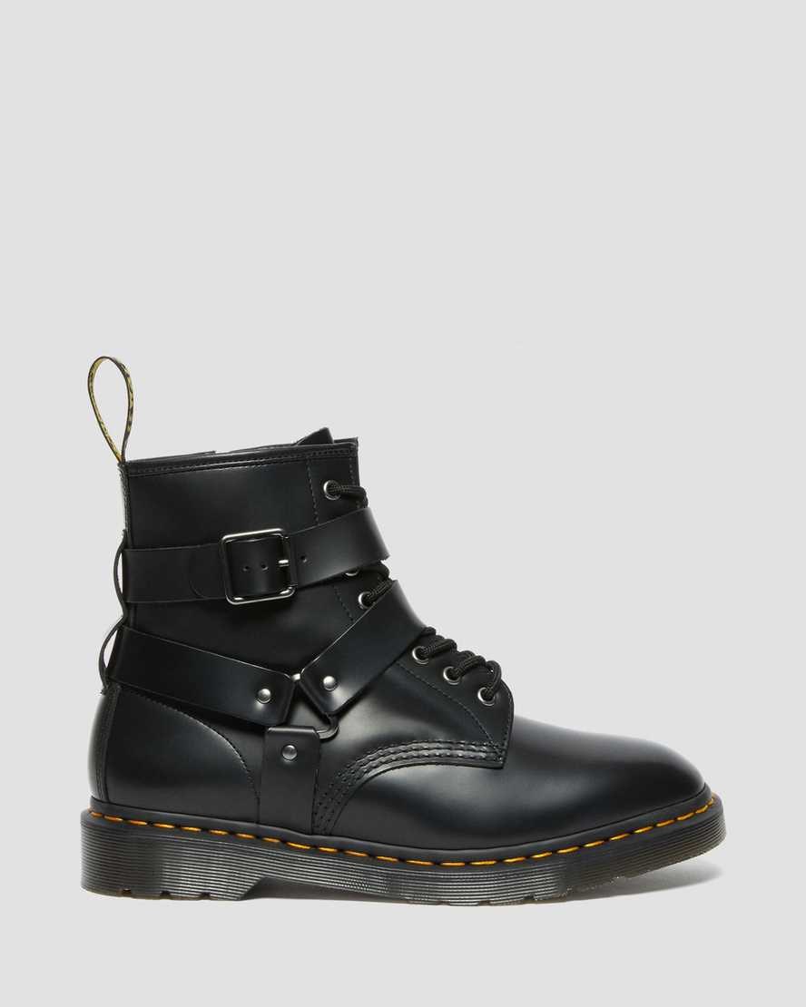 Dr Martens Cristofor Leder Harness Schnürstiefel Damen Schwarz | FGE-472168