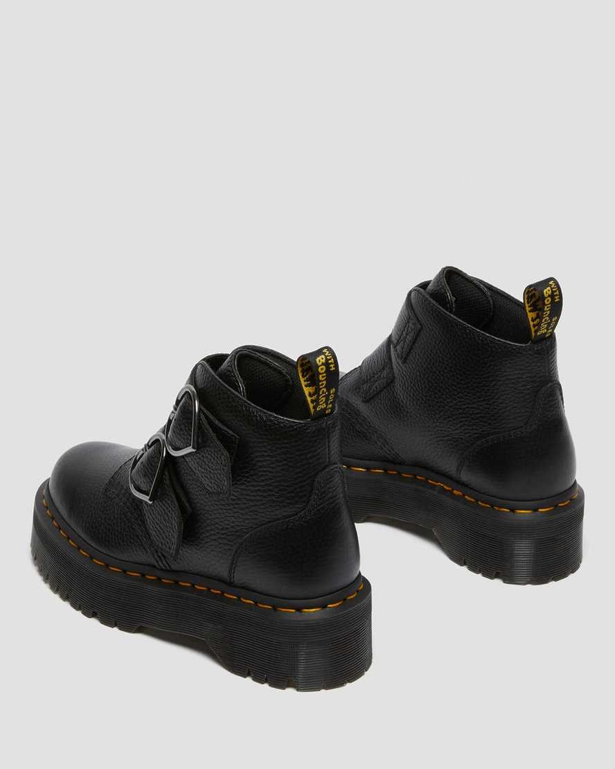 Dr Martens Devon Heart Leder Stiefeletten Damen Schwarz | QEJ-396485