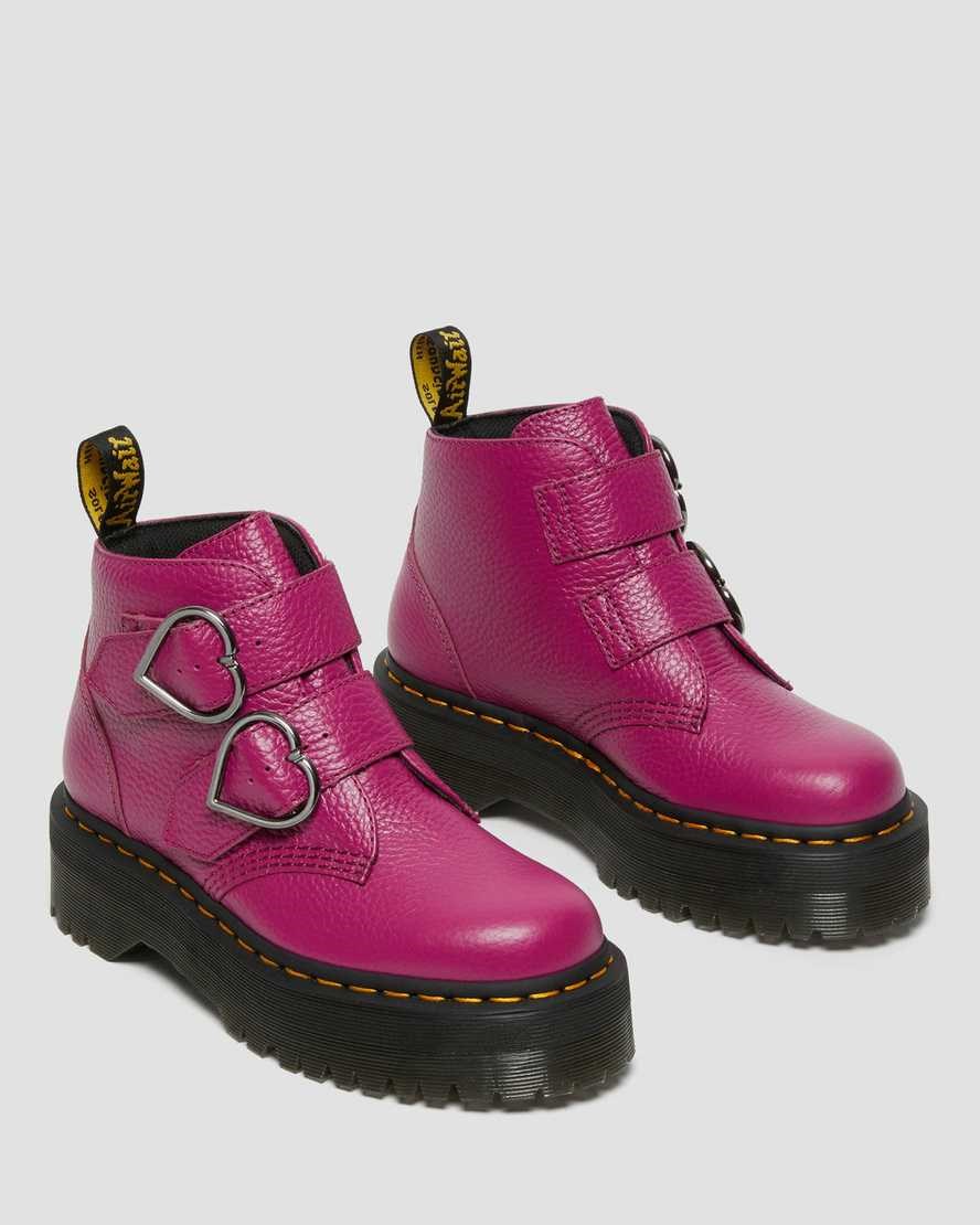 Dr Martens Devon Heart Leder Stiefeletten Damen Rosa | YHA-603458