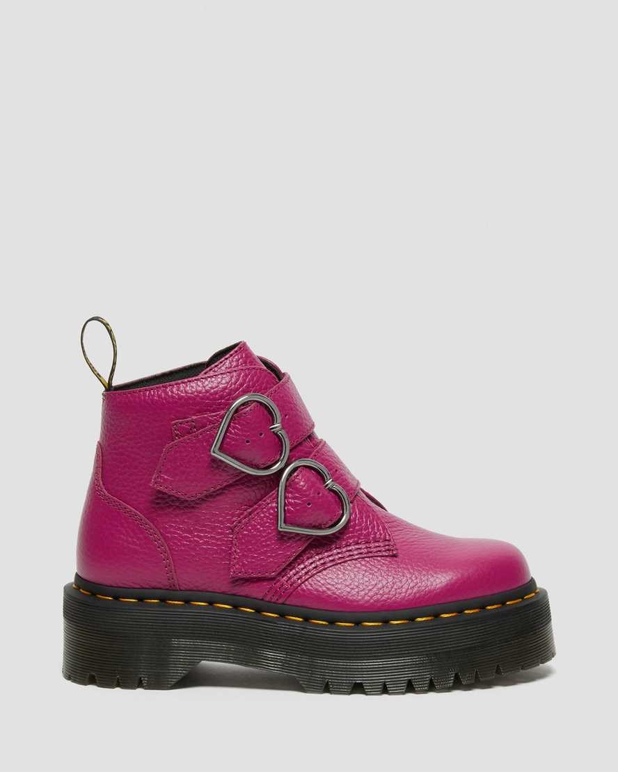 Dr Martens Devon Heart Leder Stiefeletten Damen Rosa | YHA-603458