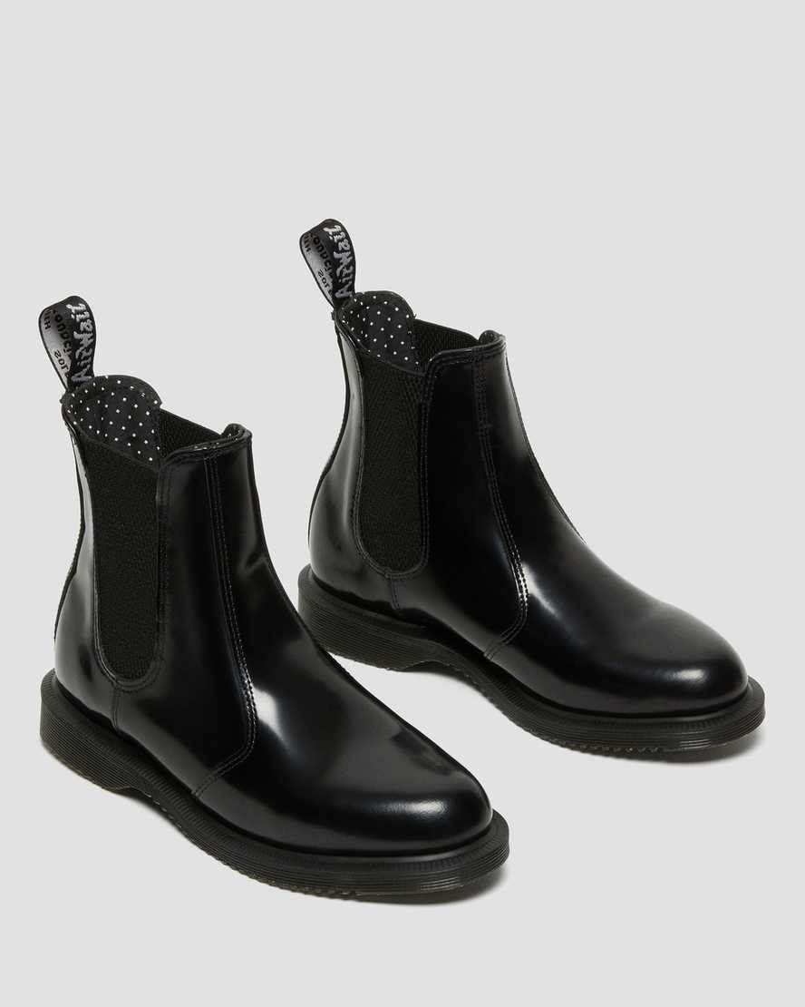 Dr Martens Flora Smooth Leder Stiefeletten Damen Schwarz | PQB-912580