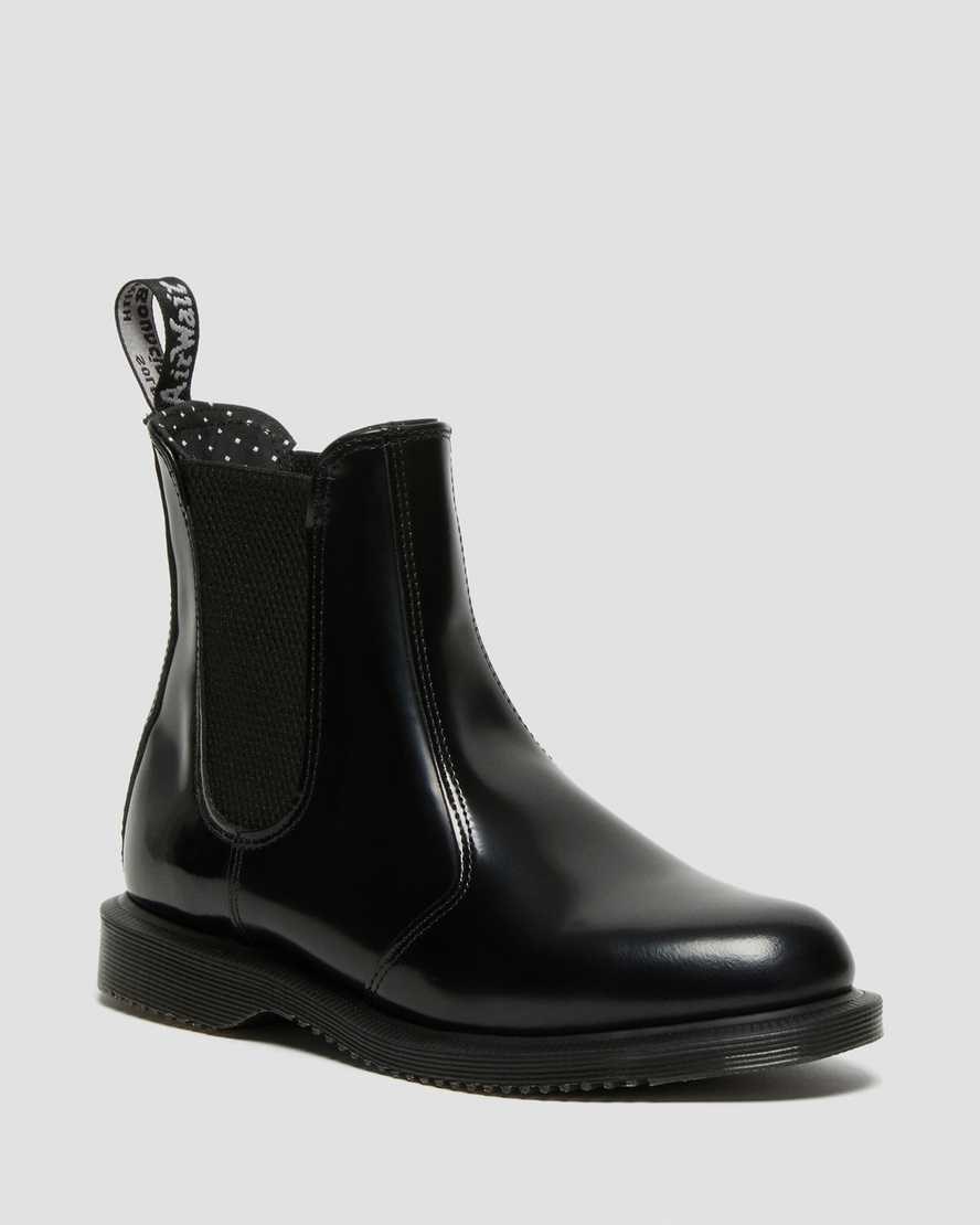 Dr Martens Flora Smooth Leder Stiefeletten Damen Schwarz | PQB-912580