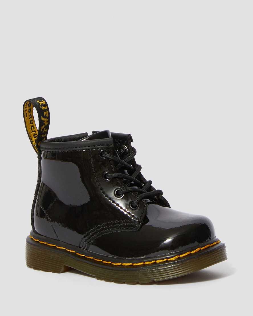 Dr Martens Infant 1460 Lack Leder Schnürstiefel Kinder Schwarz | GSA-296304