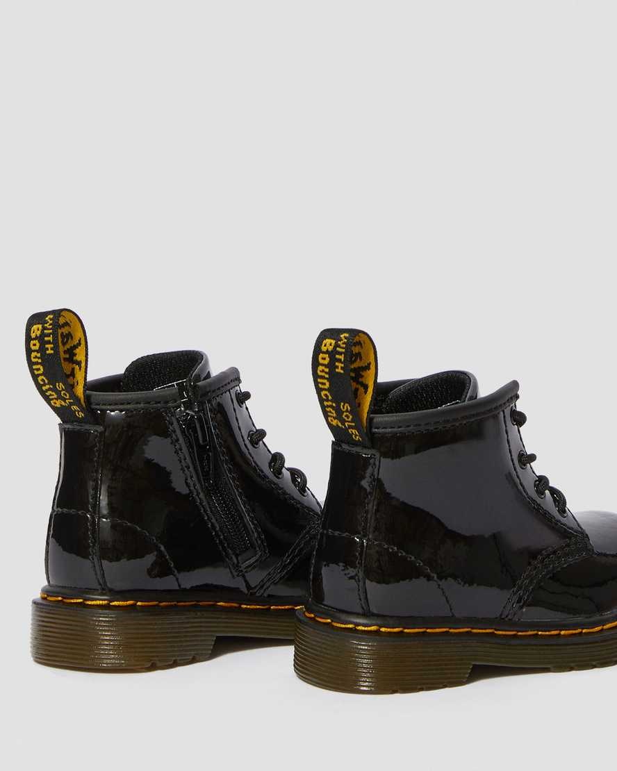 Dr Martens Infant 1460 Lack Leder Schnürstiefel Kinder Schwarz | GSA-296304