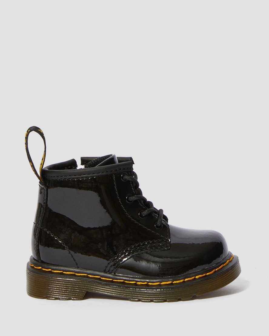 Dr Martens Infant 1460 Lack Leder Schnürstiefel Kinder Schwarz | GSA-296304