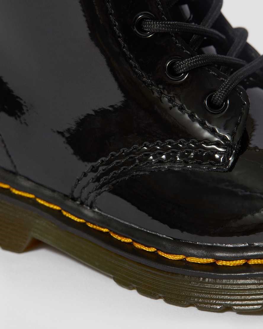 Dr Martens Infant 1460 Lack Leder Schnürstiefel Kinder Schwarz | GSA-296304