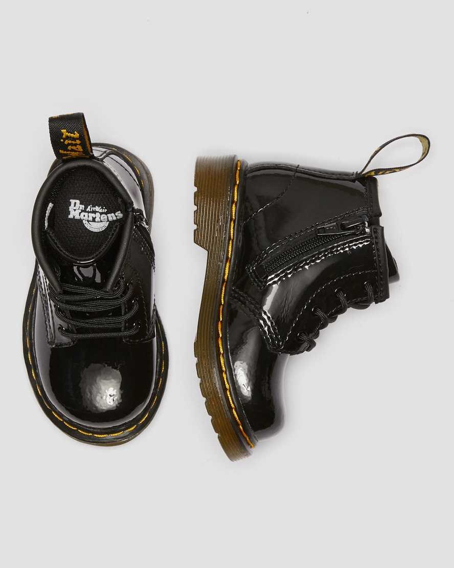 Dr Martens Infant 1460 Lack Leder Schnürstiefel Kinder Schwarz | GSA-296304