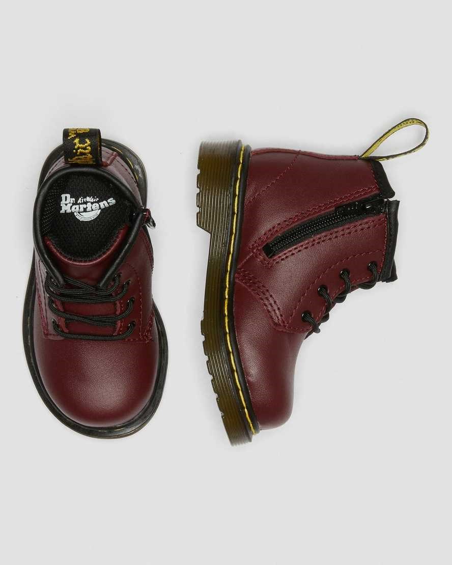 Dr Martens Infant 1460 Softy T Leder Schnürstiefel Kinder Rot | AGL-143652