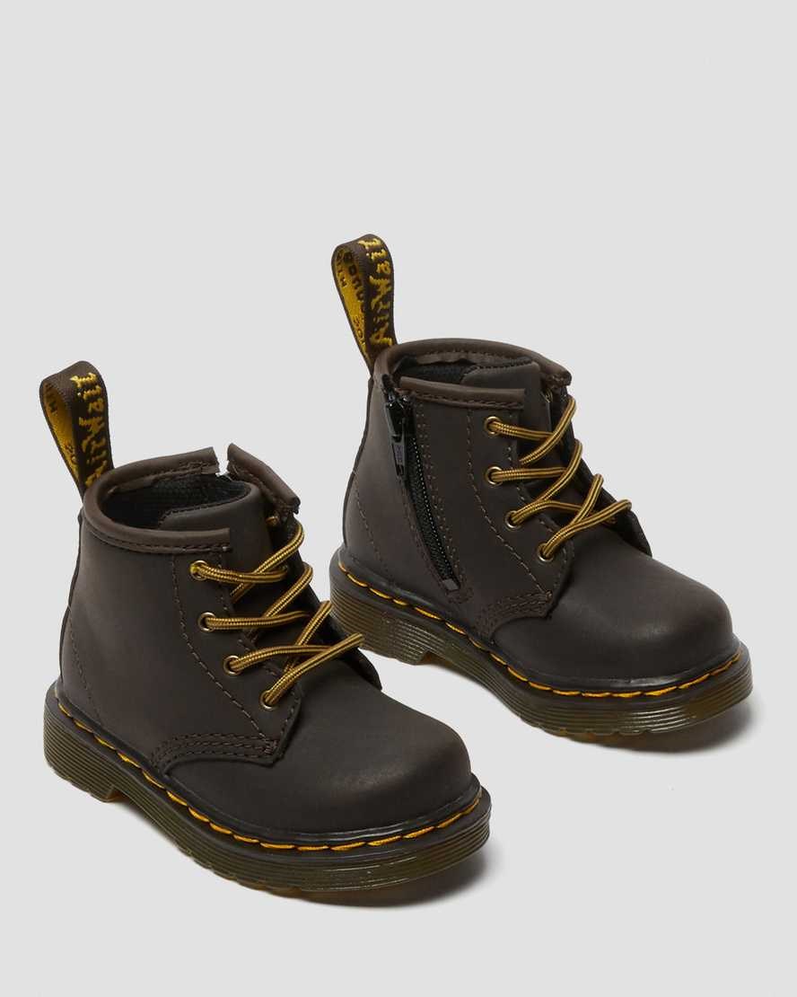 Dr Martens Infant 1460 Wildhorse Leder Schnürstiefel Kinder Dunkelbraun | HZB-402713