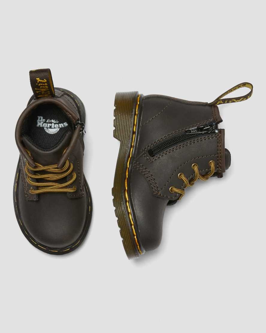 Dr Martens Infant 1460 Wildhorse Leder Schnürstiefel Kinder Dunkelbraun | HZB-402713