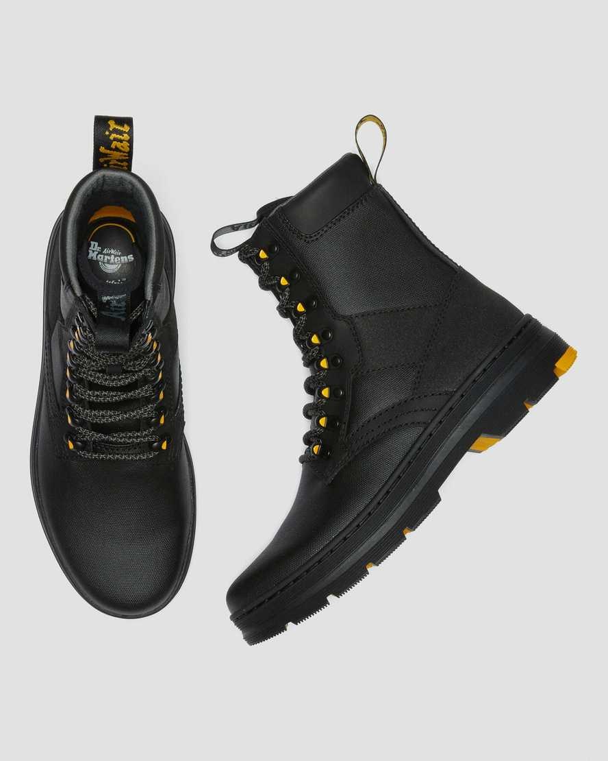 Dr Martens Iowa Coated Canvas Mix Schnürstiefel Herren Schwarz | HOJ-451836