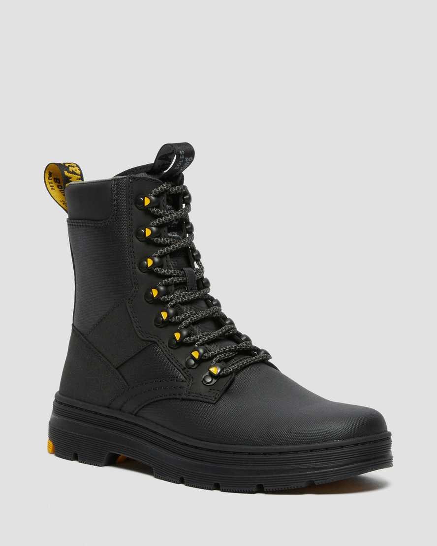 Dr Martens Iowa Coated Canvas Mix Schnürstiefel Herren Schwarz | HOJ-451836