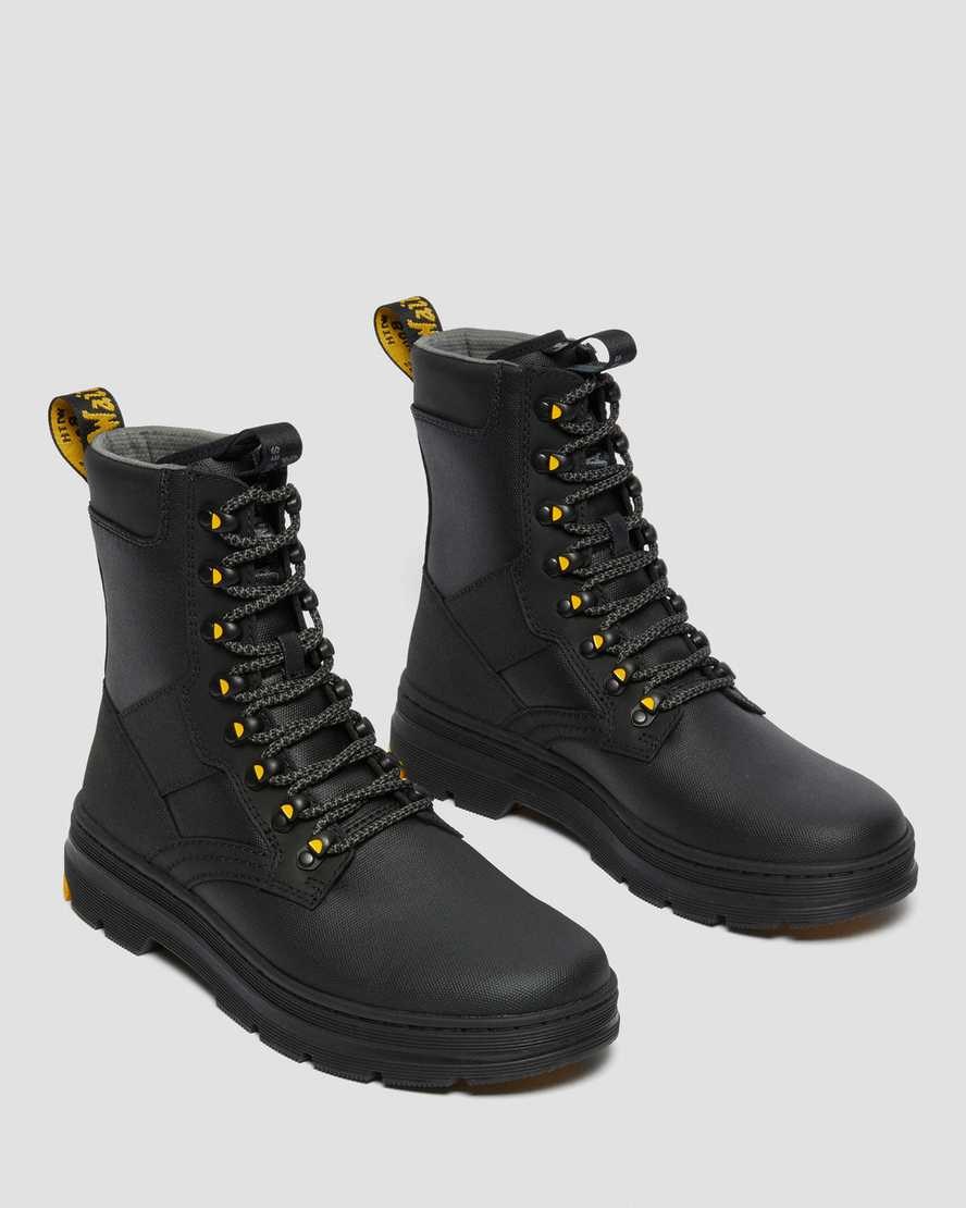 Dr Martens Iowa Coated Canvas Mix Schnürstiefel Damen Schwarz | QSB-324618