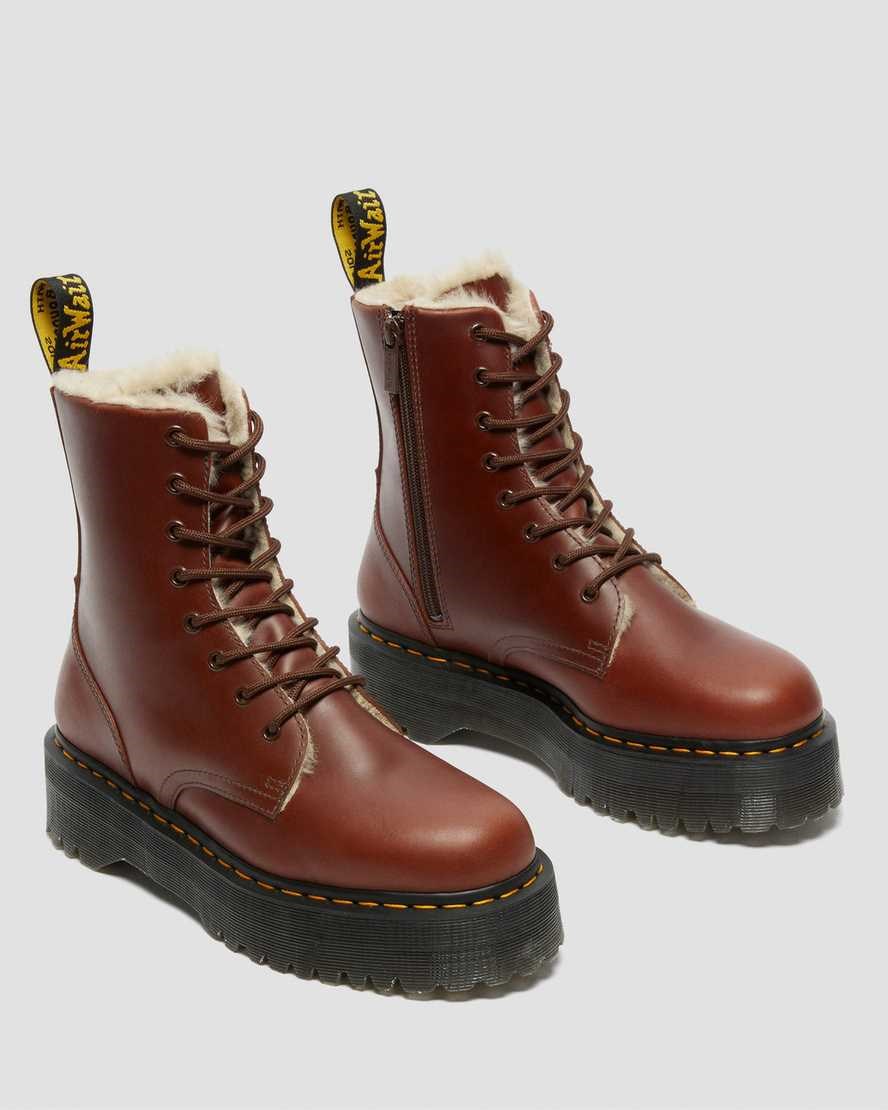 Dr Martens Jadon Faux Fur Gefütterte Schnürstiefel Herren Braun | NFE-126790