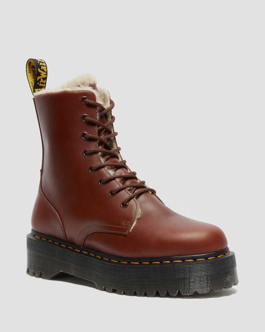 Dr Martens Jadon Faux Fur Gefütterte Schnürstiefel Herren Braun | NFE-126790