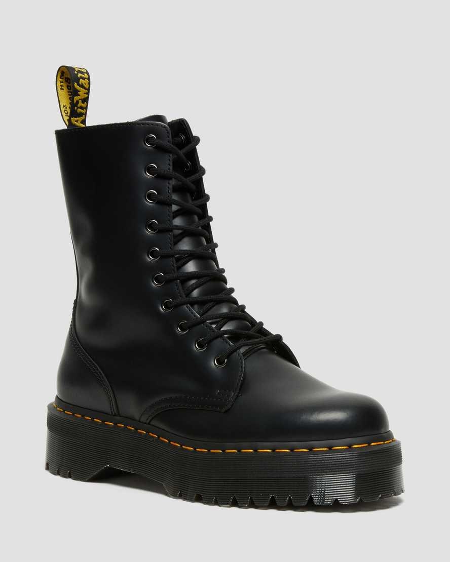 Dr Martens Jadon Hi Smooth Leder Schnürstiefel Herren Schwarz | GPM-149705