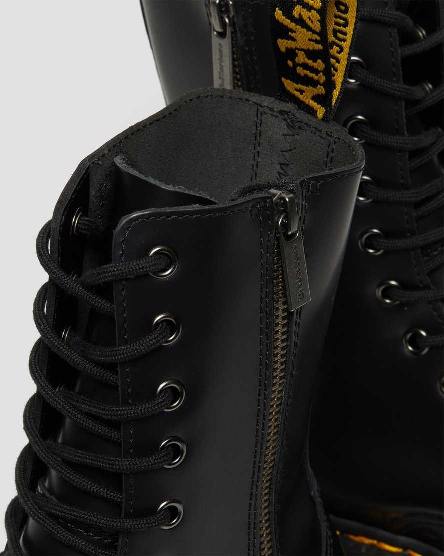 Dr Martens Jadon Hi Smooth Leder Zip Up Stiefel Damen Schwarz | DML-025836