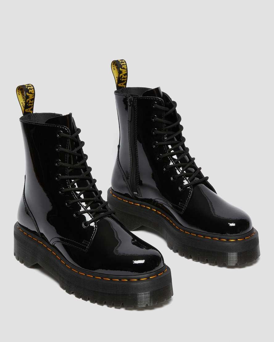 Dr Martens Jadon Lack Leder Stiefeletten Herren Schwarz | GXO-308214