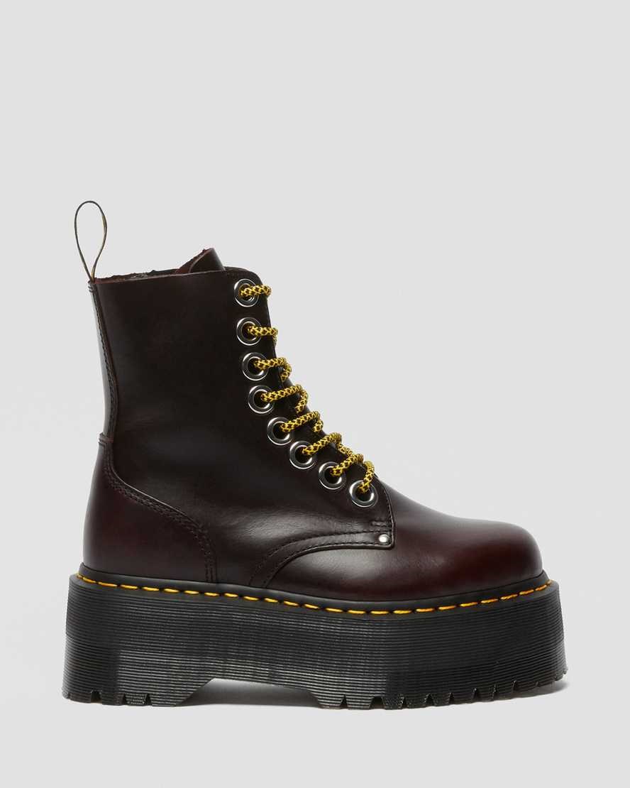 Dr Martens Jadon Max Leder Schnürstiefel Damen Oxblood | YAR-498371