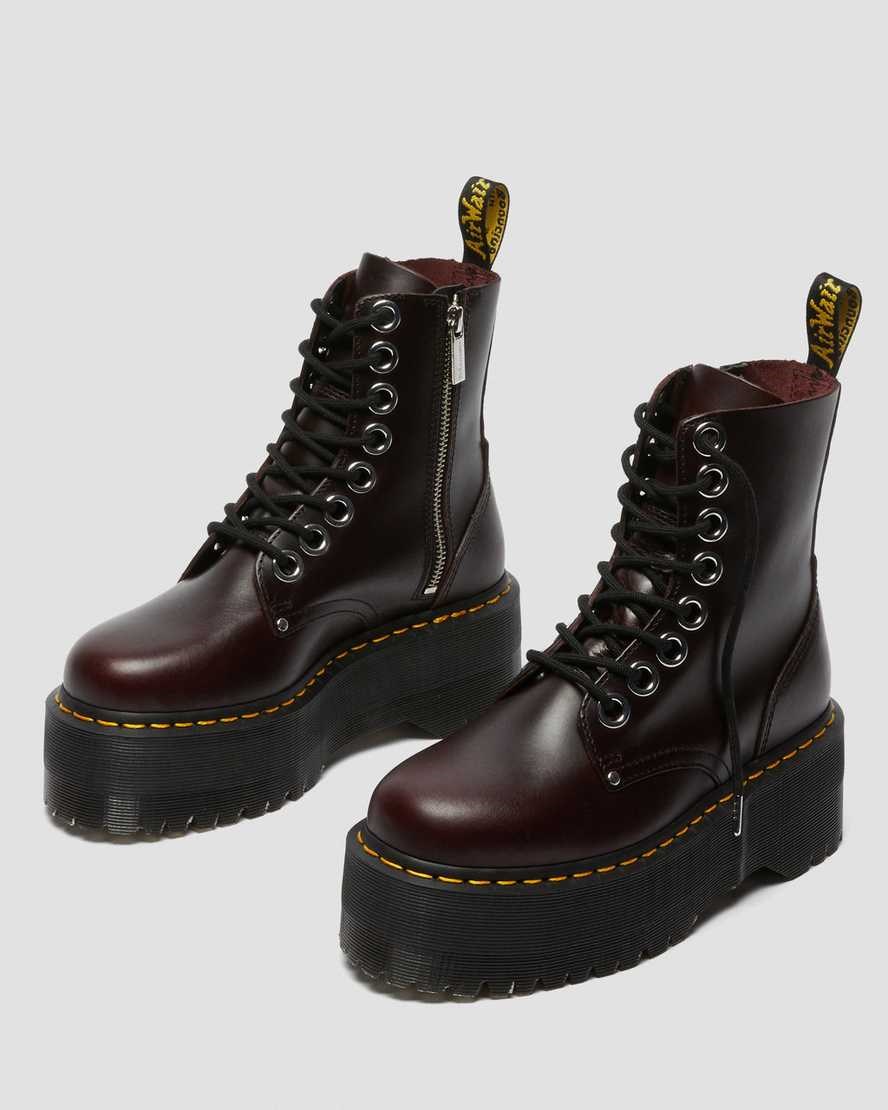 Dr Martens Jadon Max Leder Schnürstiefel Damen Oxblood | YAR-498371