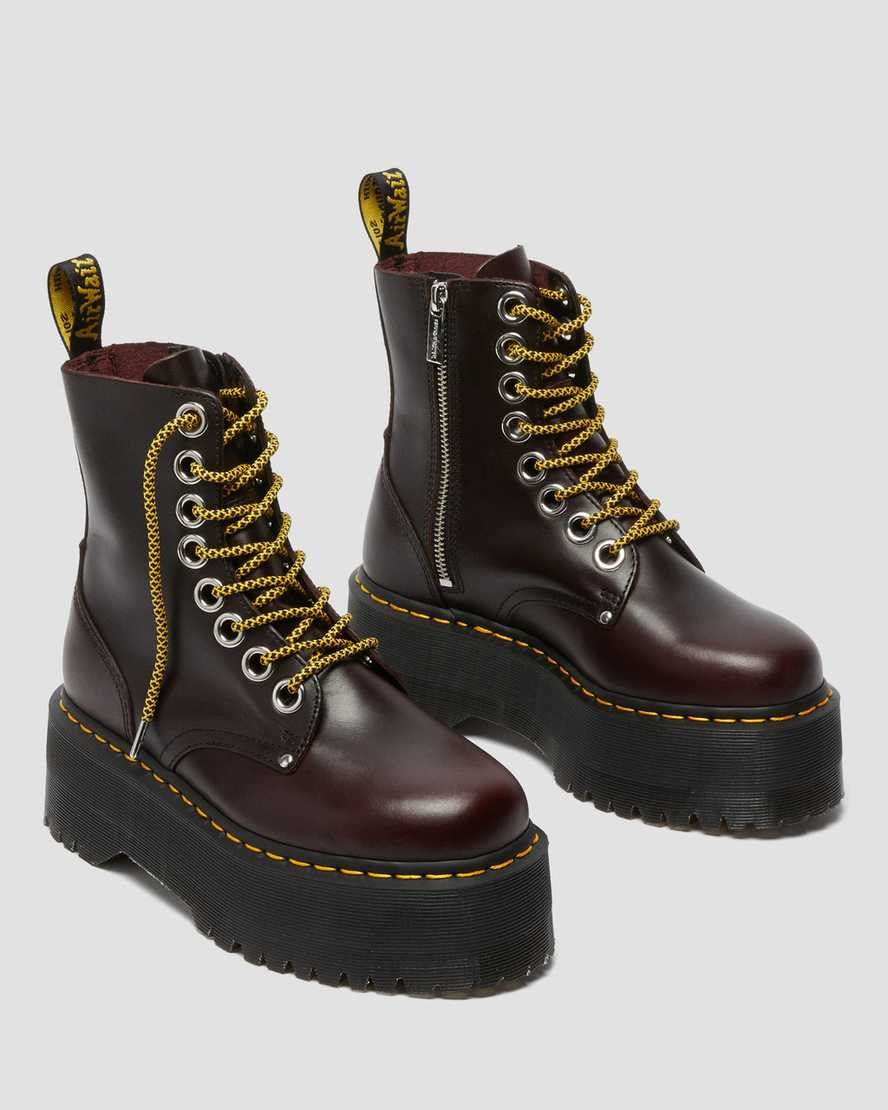 Dr Martens Jadon Max Leder Schnürstiefel Damen Oxblood | YAR-498371