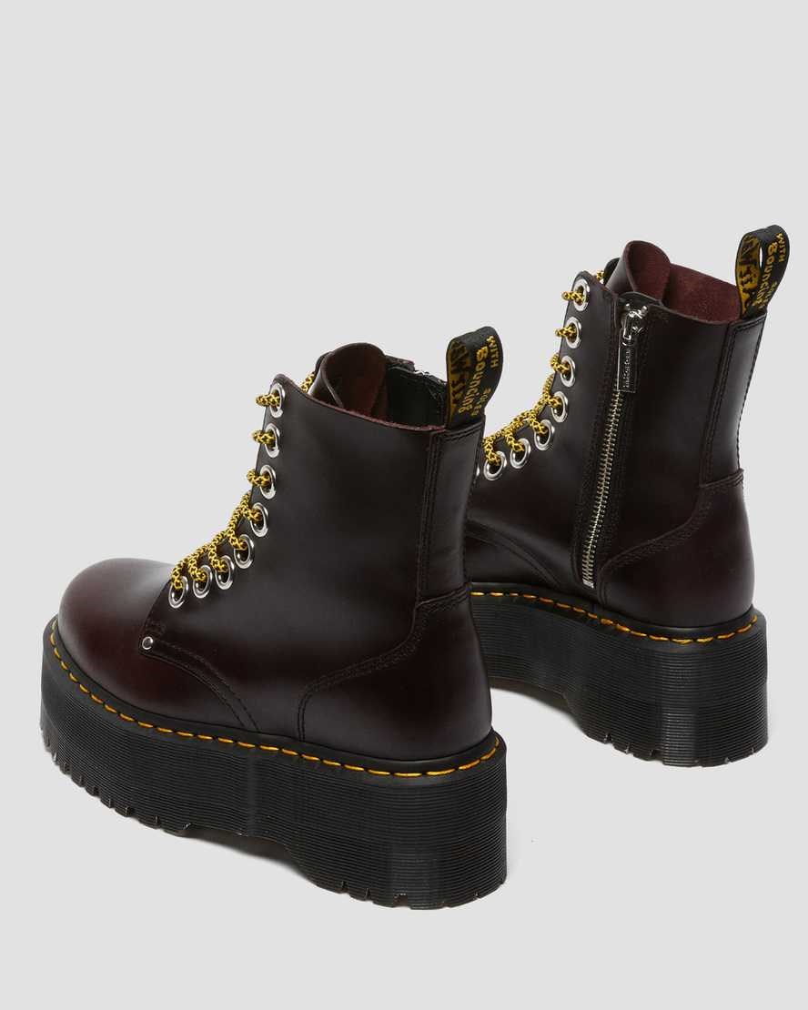 Dr Martens Jadon Max Leder Schnürstiefel Damen Oxblood | YAR-498371