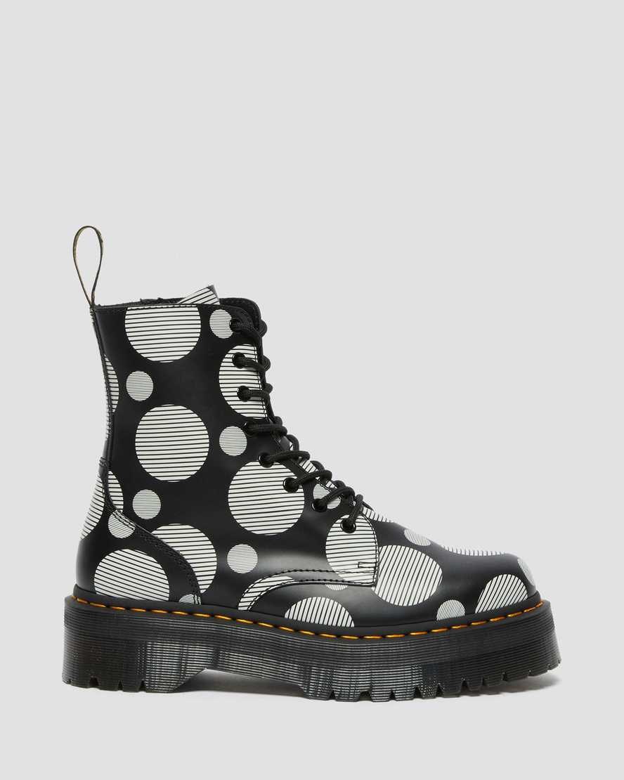 Dr Martens Jadon Polka Dot Smooth Leder Schnürstiefel Herren Schwarz | HRC-062743