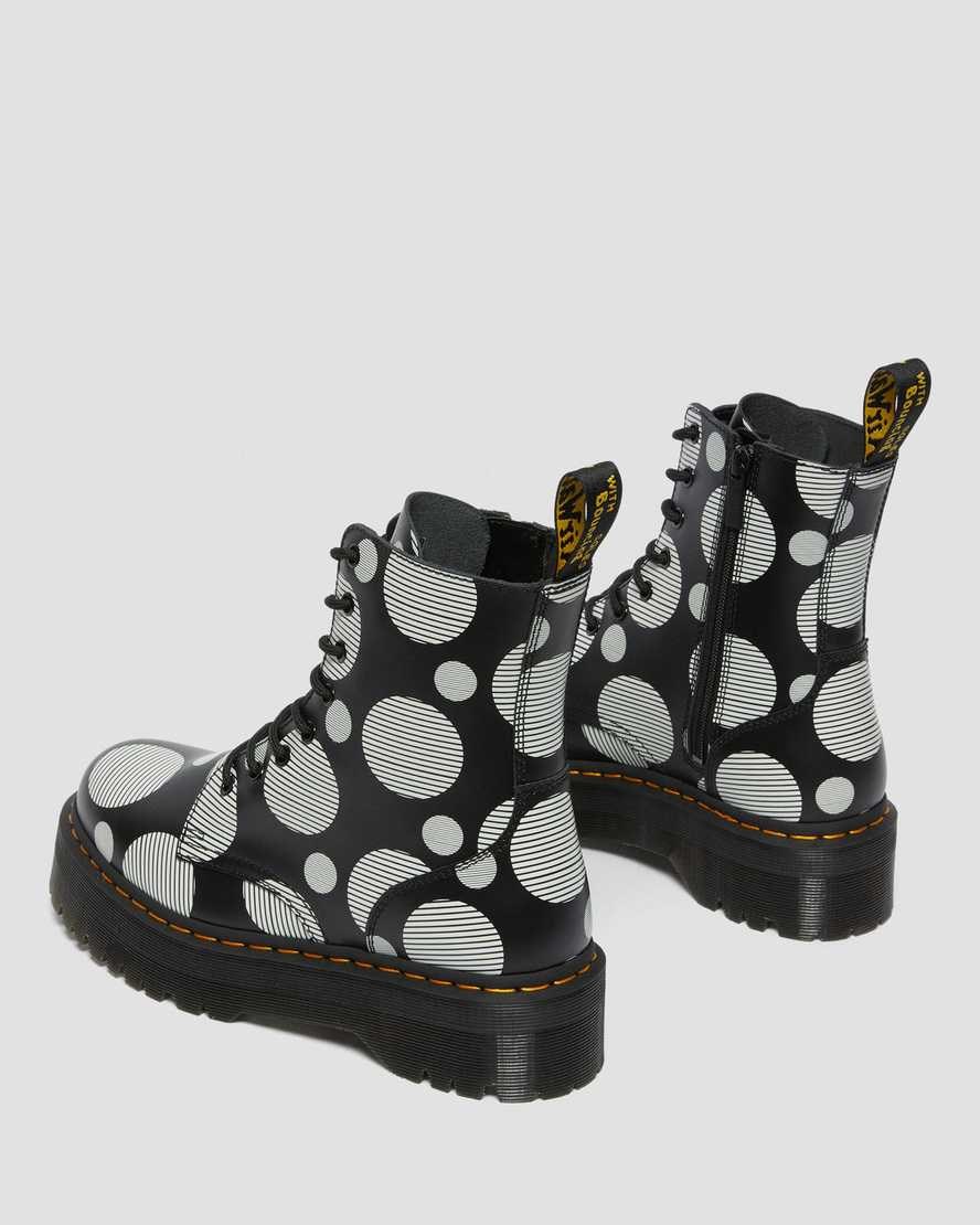 Dr Martens Jadon Polka Dot Smooth Leder Stiefeletten Herren Schwarz | MAZ-476012