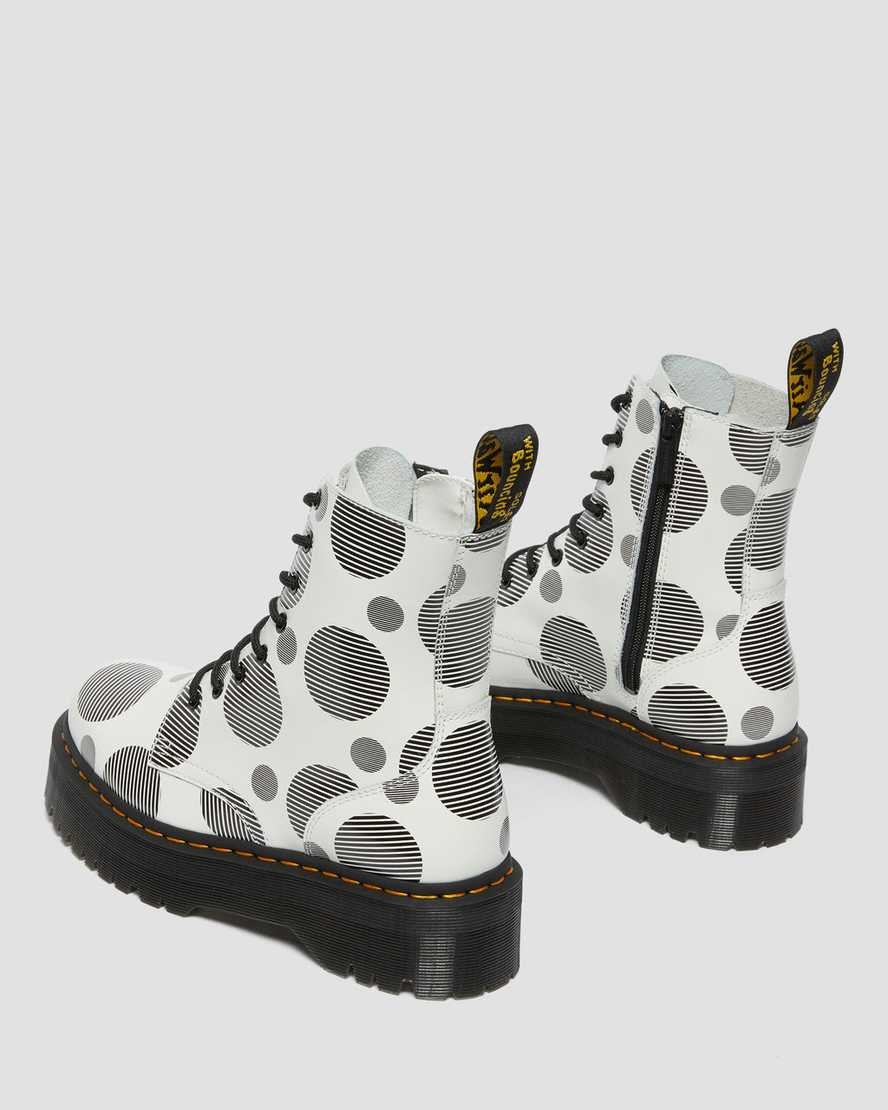 Dr Martens Jadon Polka Dot Smooth Leder Stiefeletten Damen Weiß | TQA-416908