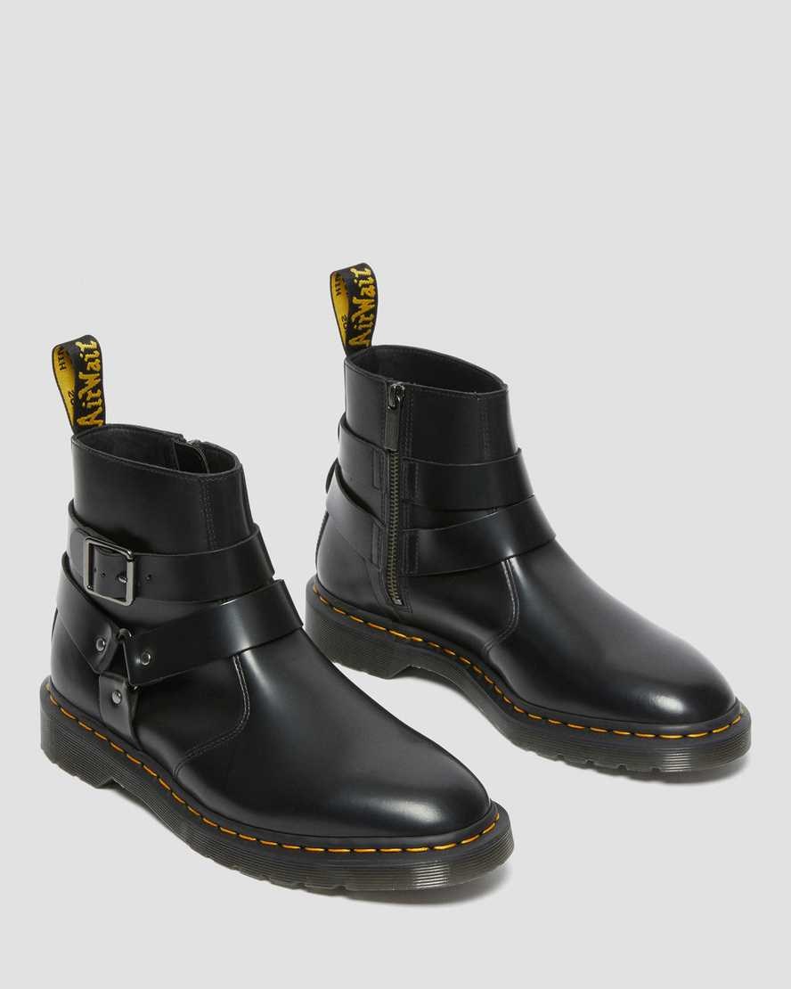 Dr Martens Jaimes Leder Harness Schnürstiefel Damen Schwarz | KQO-276158