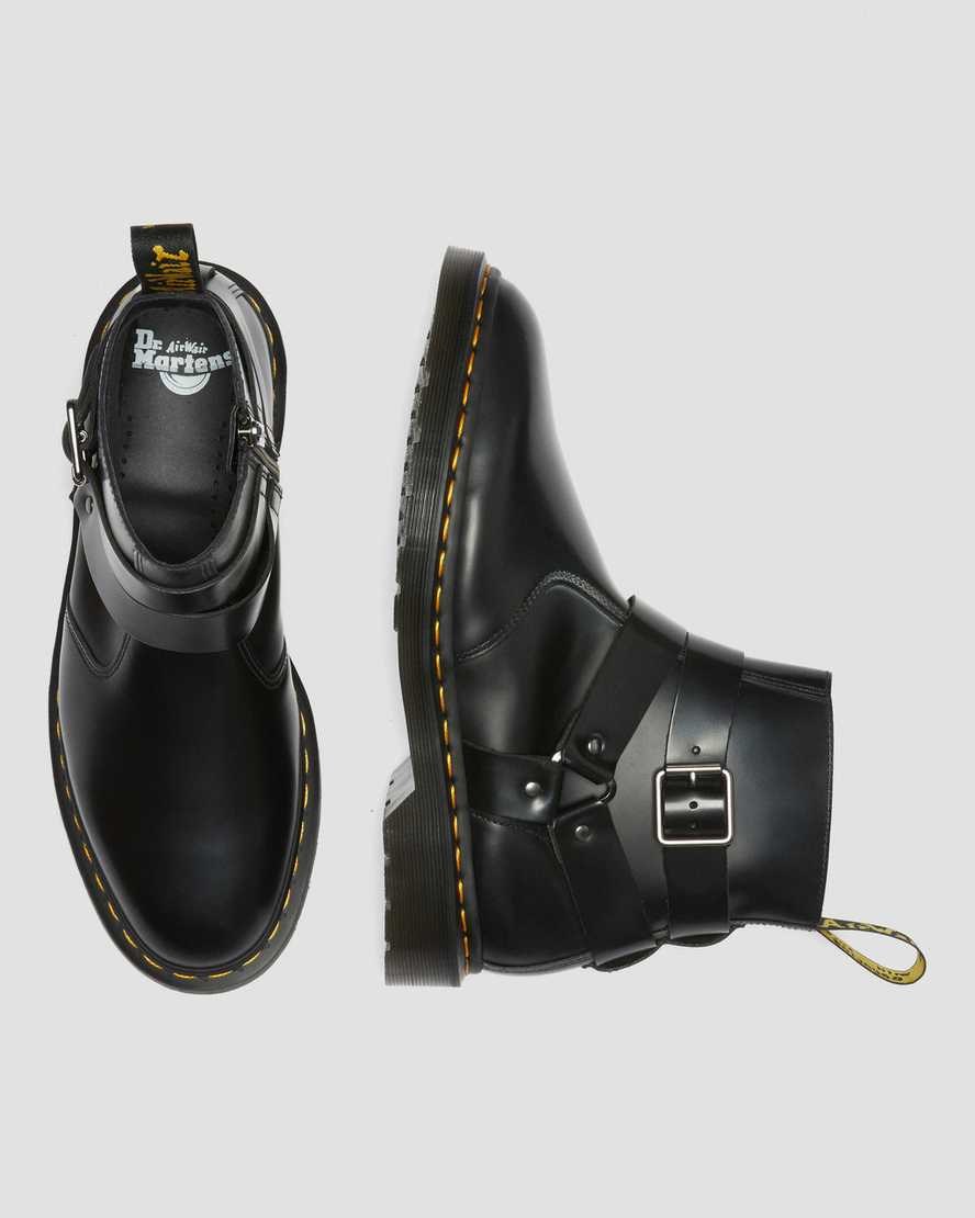 Dr Martens Jaimes Leder Harness Schnürstiefel Damen Schwarz | KQO-276158