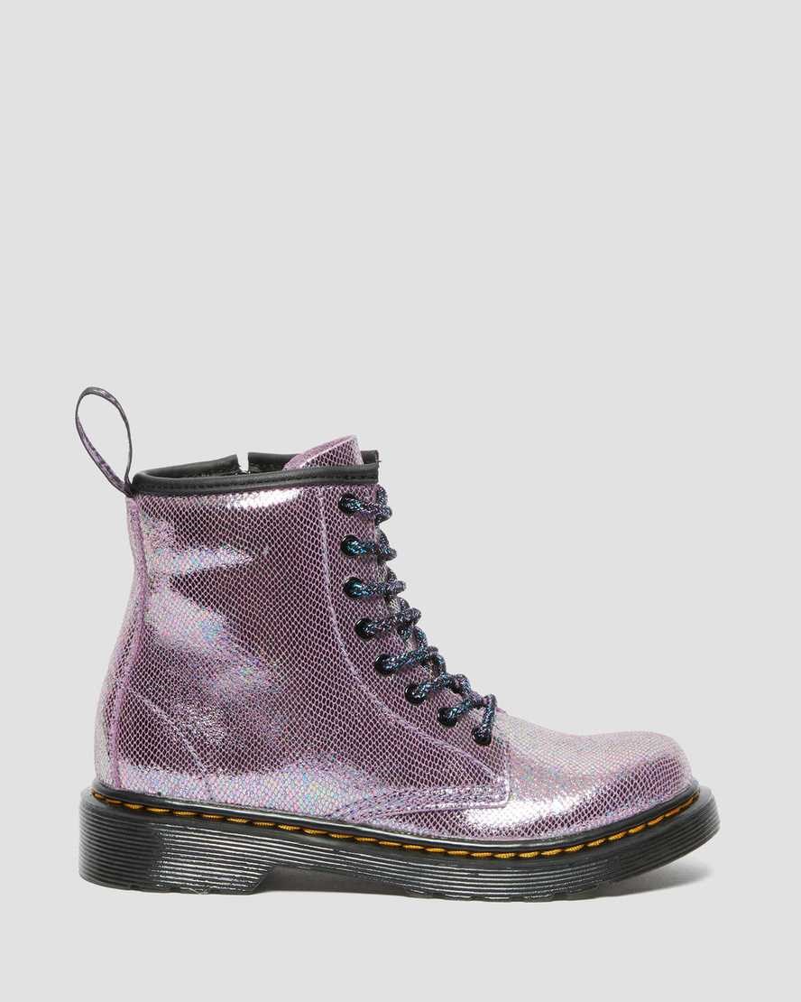 Dr Martens Junior 1460 Iridescent Leder Schnürstiefel Kinder Lila | JZU-193265