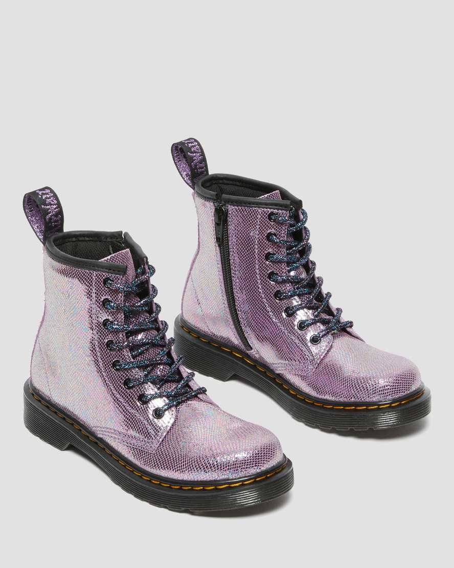 Dr Martens Junior 1460 Iridescent Leder Schnürstiefel Kinder Lila | JZU-193265