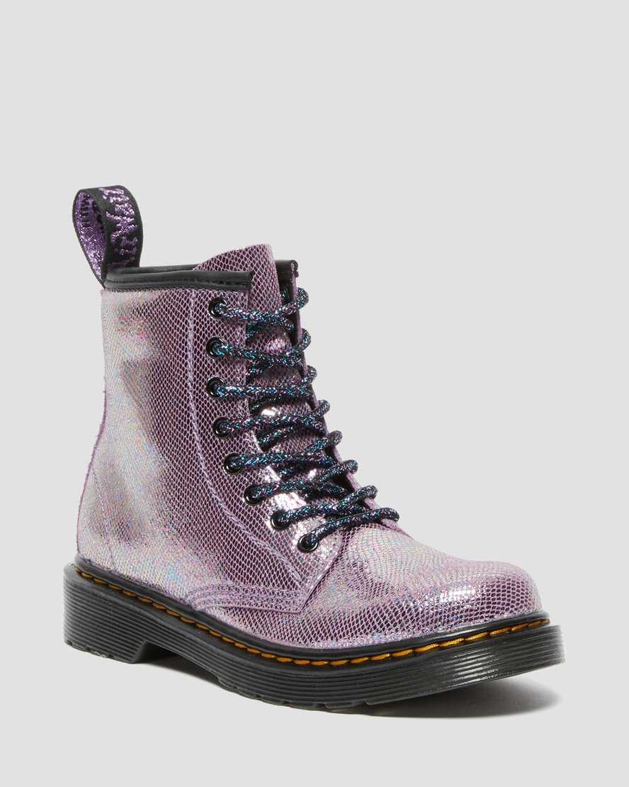 Dr Martens Junior 1460 Iridescent Leder Schnürstiefel Kinder Lila | JZU-193265