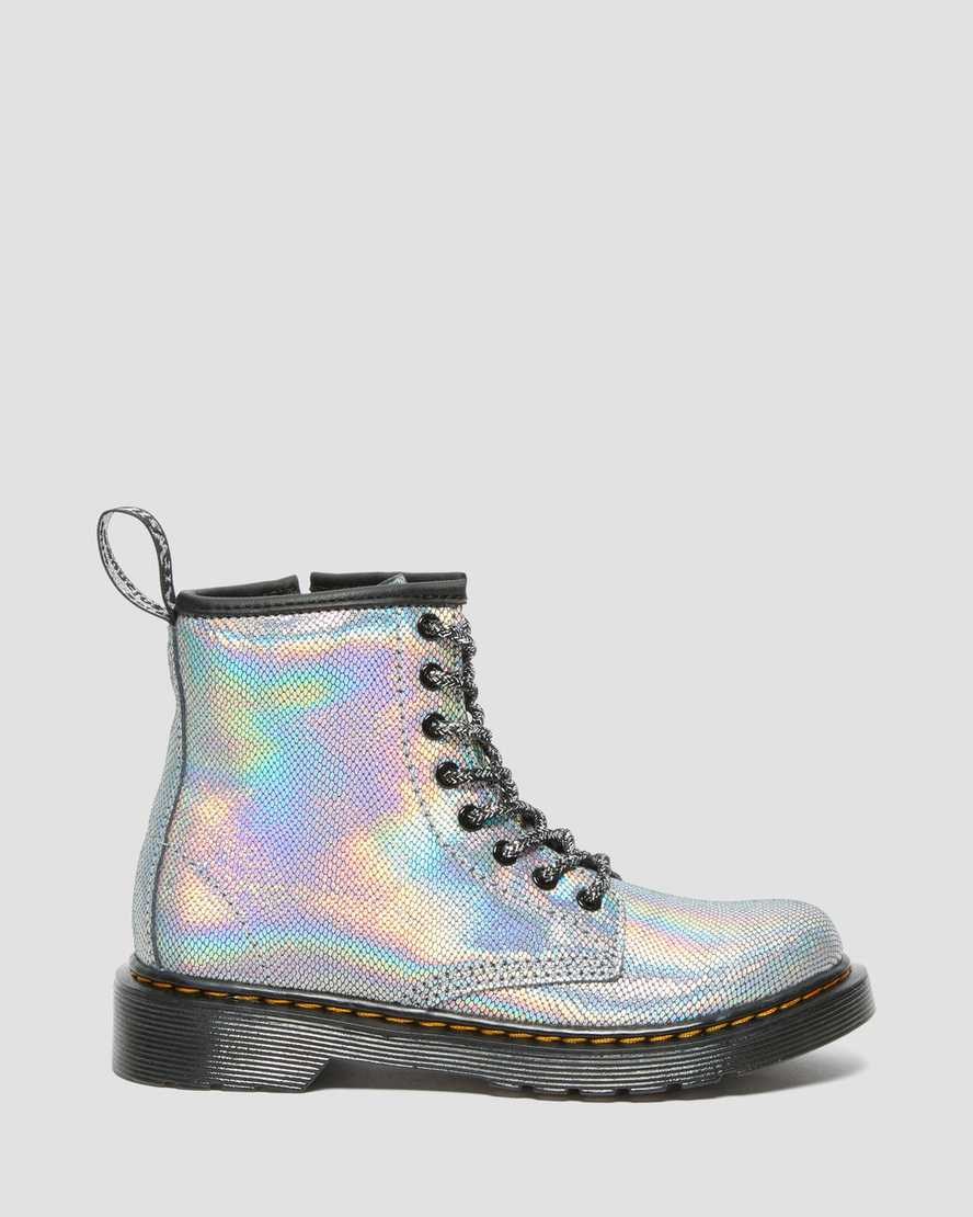 Dr Martens Junior 1460 Iridescent Leder Schnürstiefel Kinder Silber | LST-547109